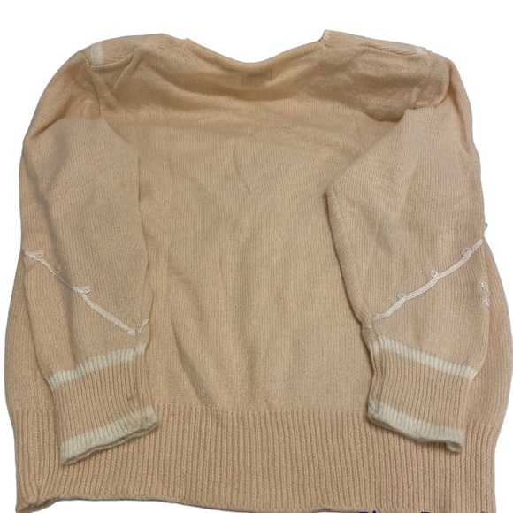 Vintage 1980’s Knit De Ville Sweater w/ Shoulder Pads Embroidered W/Faux Pearls - Picture 2 of 9